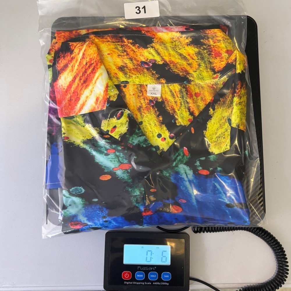 Feifeiyu Mens XXL Tie Dye Button Down Shirt Short Sleeve Psychedelic Multi Color - Picture 12 of 12